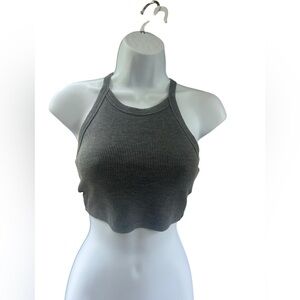 Gray Ribbed Crop Top